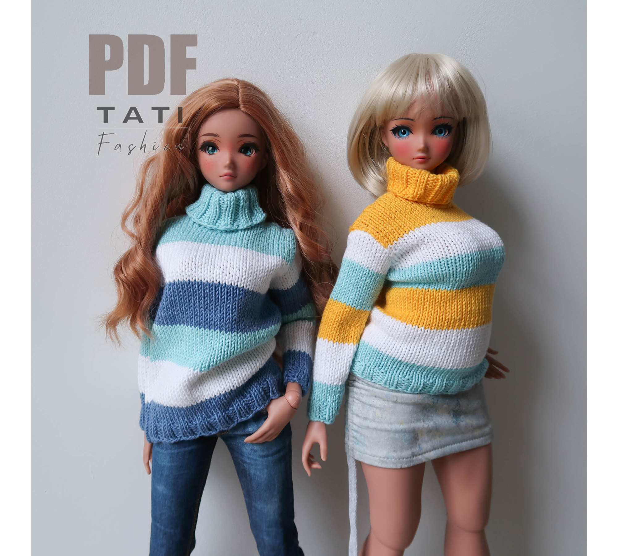 PATTERN: Sweater With Blue Stripes for Smart Doll PATTERN: Sweater With Blue Stripes for Smart Doll