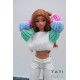 Jumper with puffed sleeves in color block style