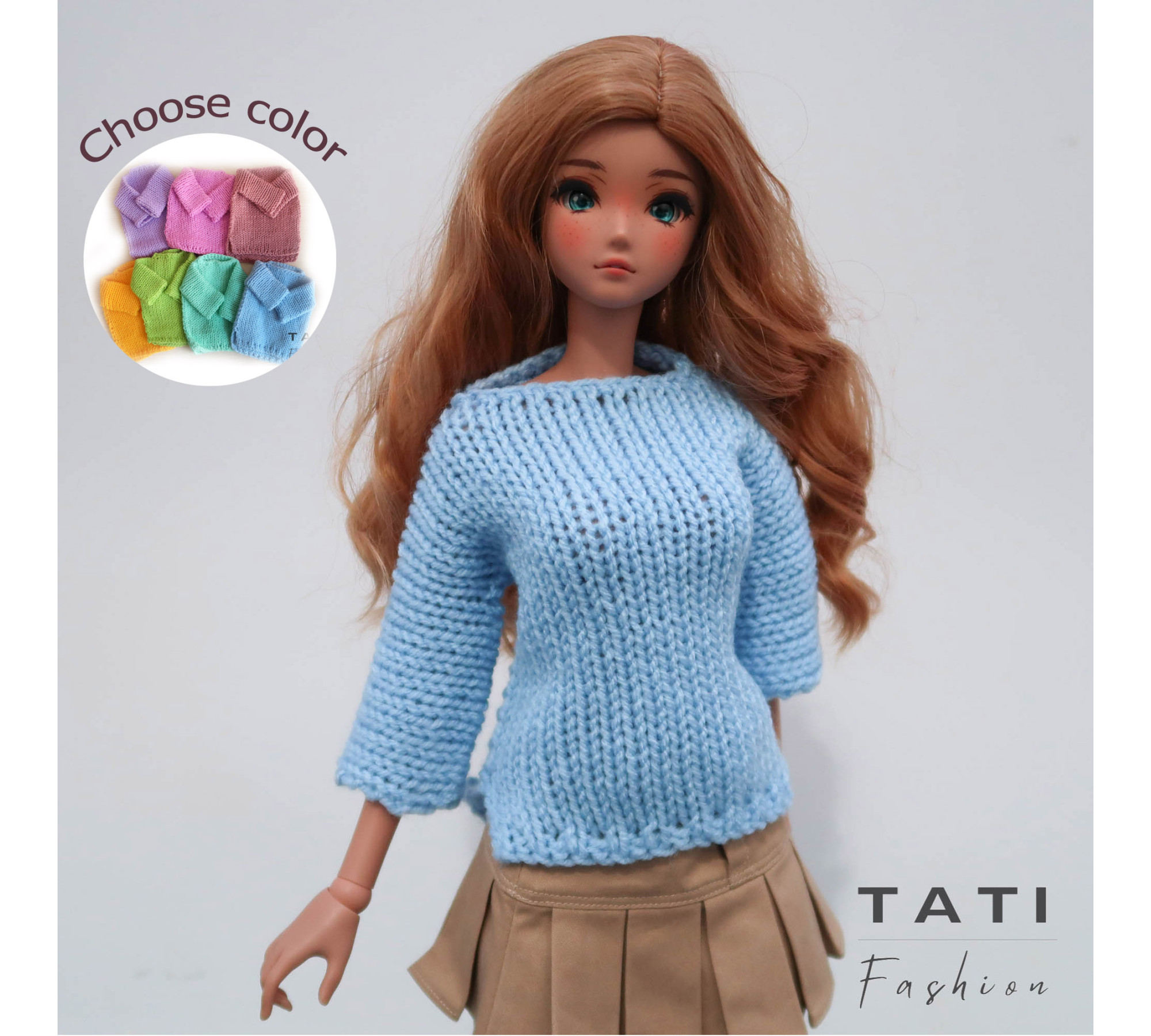 Jumper with Three-Quarter Sleeves for Smart Doll