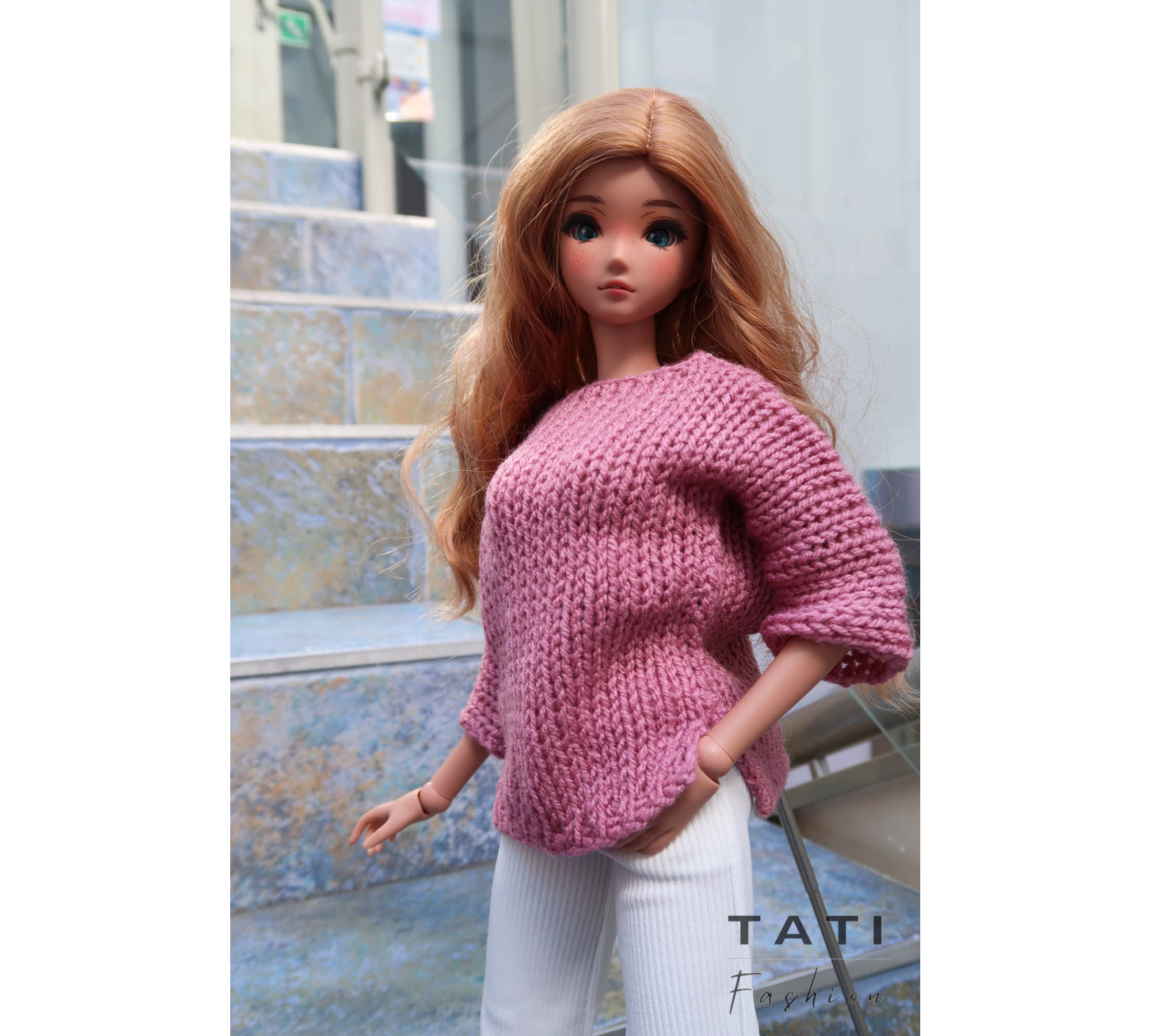Jumper with Three-Quarter Sleeves for Smart Doll