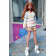 Oversized Sweater with V-neck and Stripes for Smart Doll