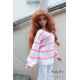 Oversized Sweater with V-neck and Stripes for Smart Doll