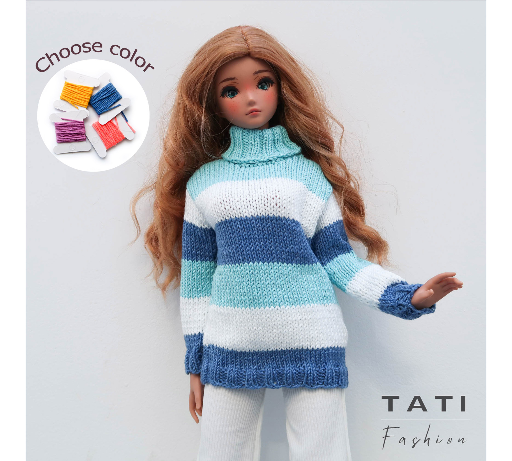 Sweater with Colored Stripes for Smart Doll