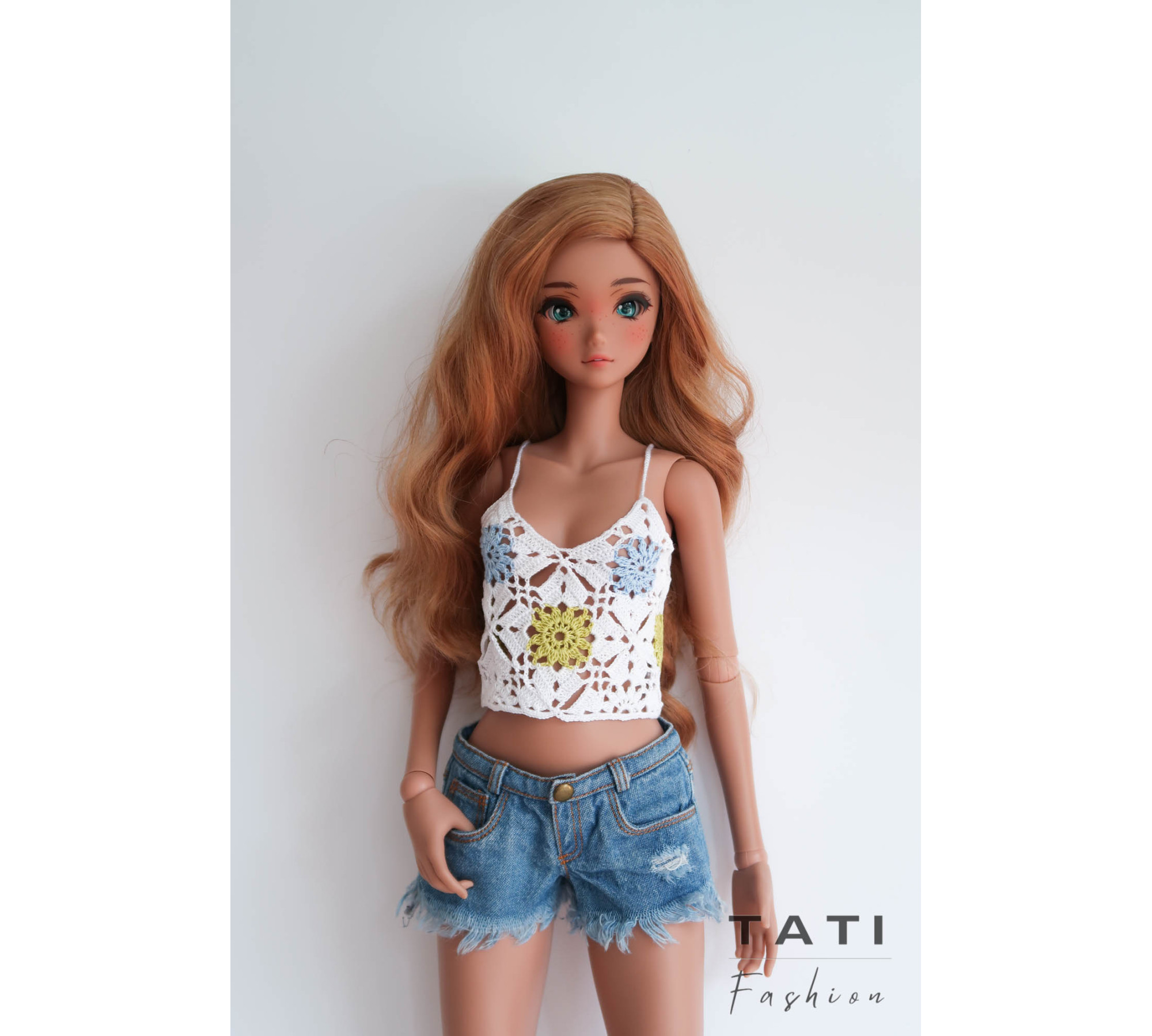 Crocheted Top "White dreams" for Smart Doll