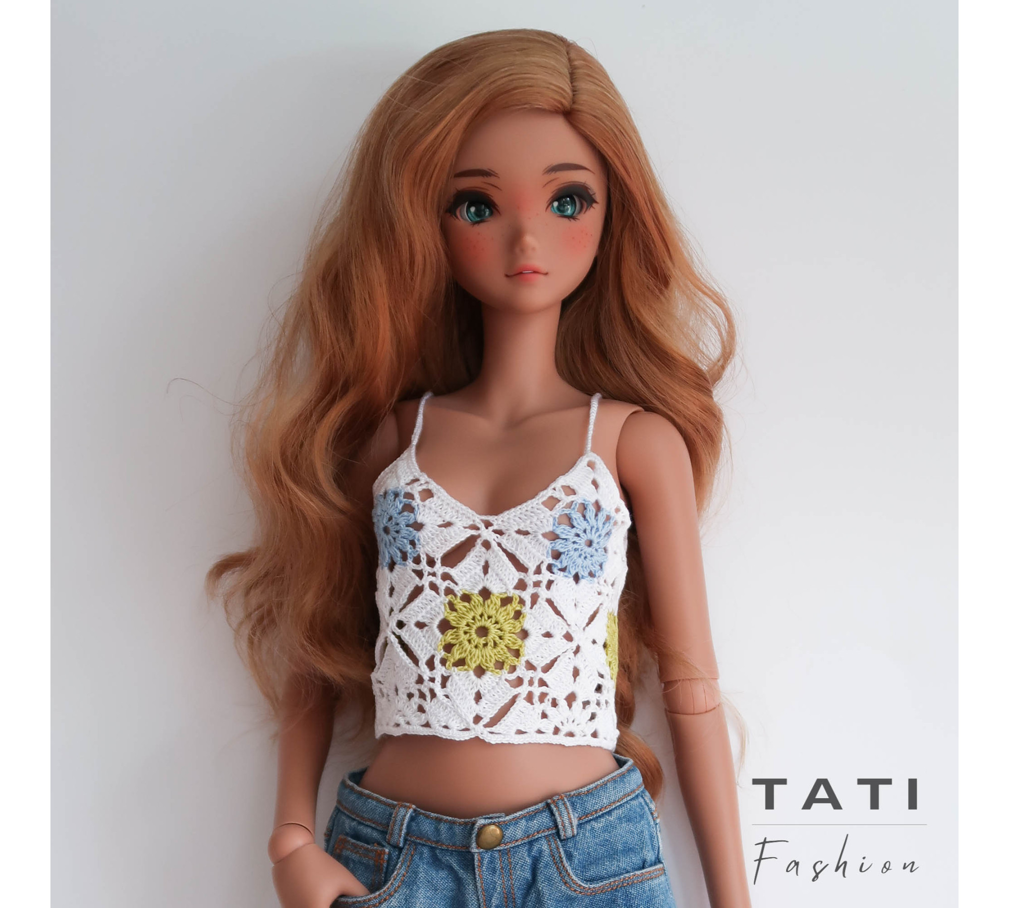 Crocheted Top "White dreams" for Smart Doll