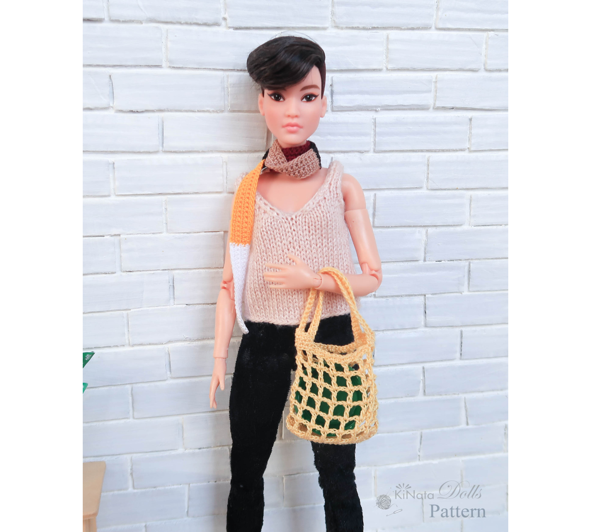 PDF: Square string bag for Barbie and 1/6 doll