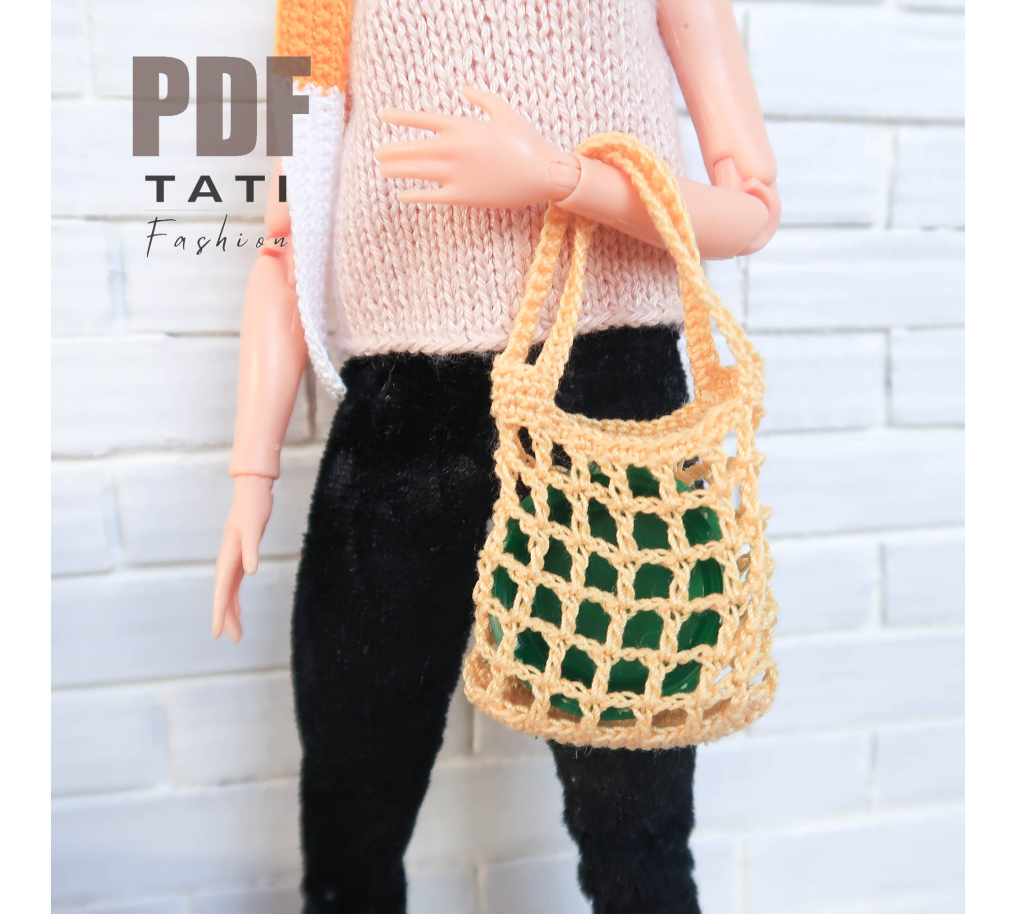 PDF: Square string bag for Barbie and 1/6 doll