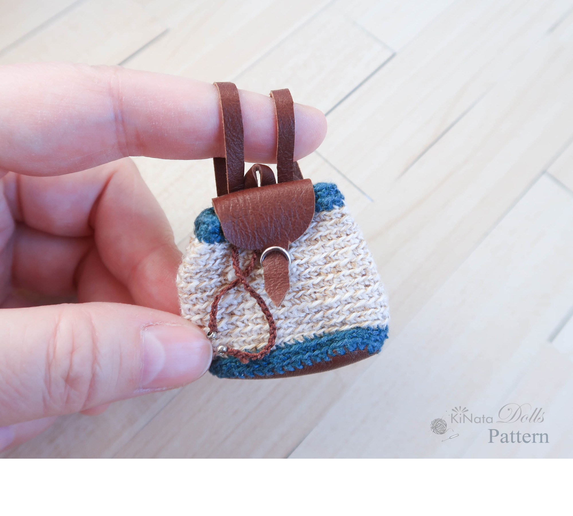 PDF: Crochet bagpack with leather for Barbie and 1/6 doll
