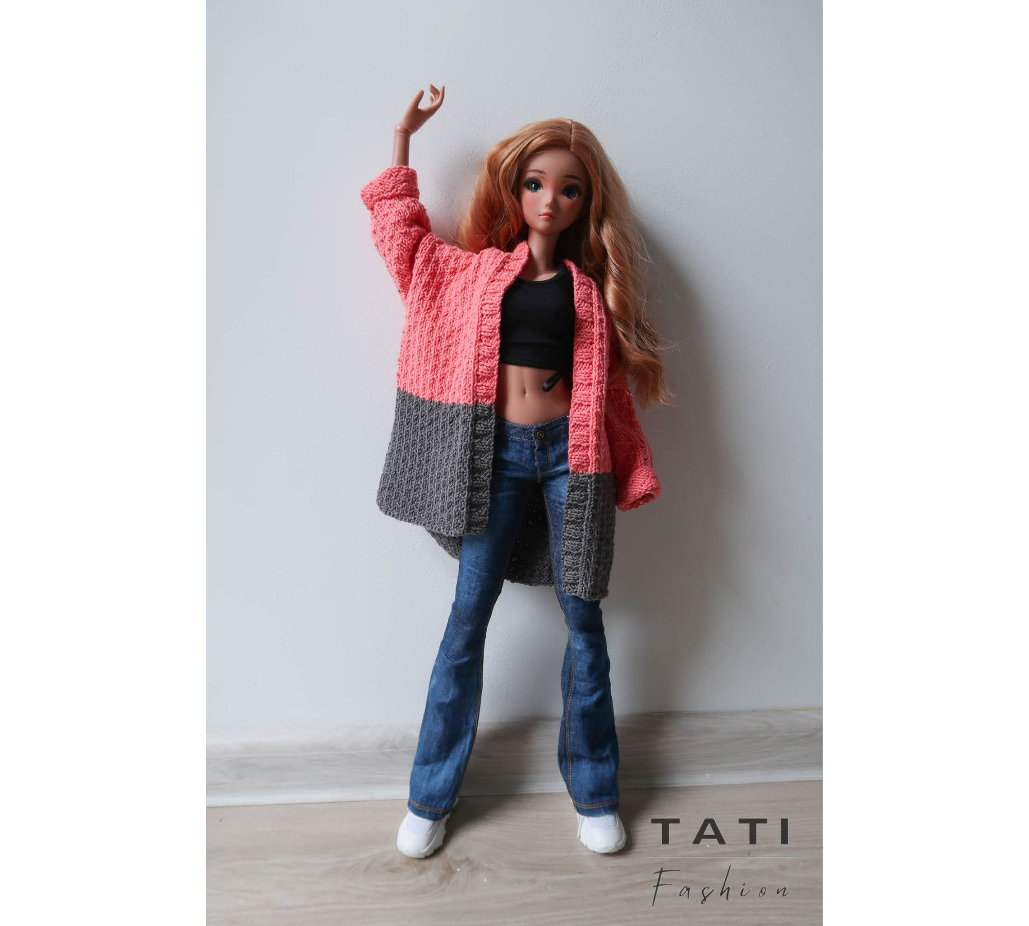 PDF: Cardigan Gray-Pink for Smart Doll 60 cm