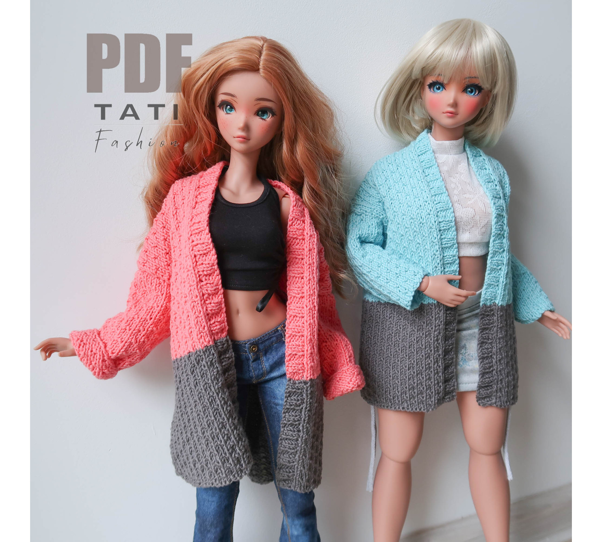 PDF: Cardigan Gray-Pink for Smart Doll 60 cm