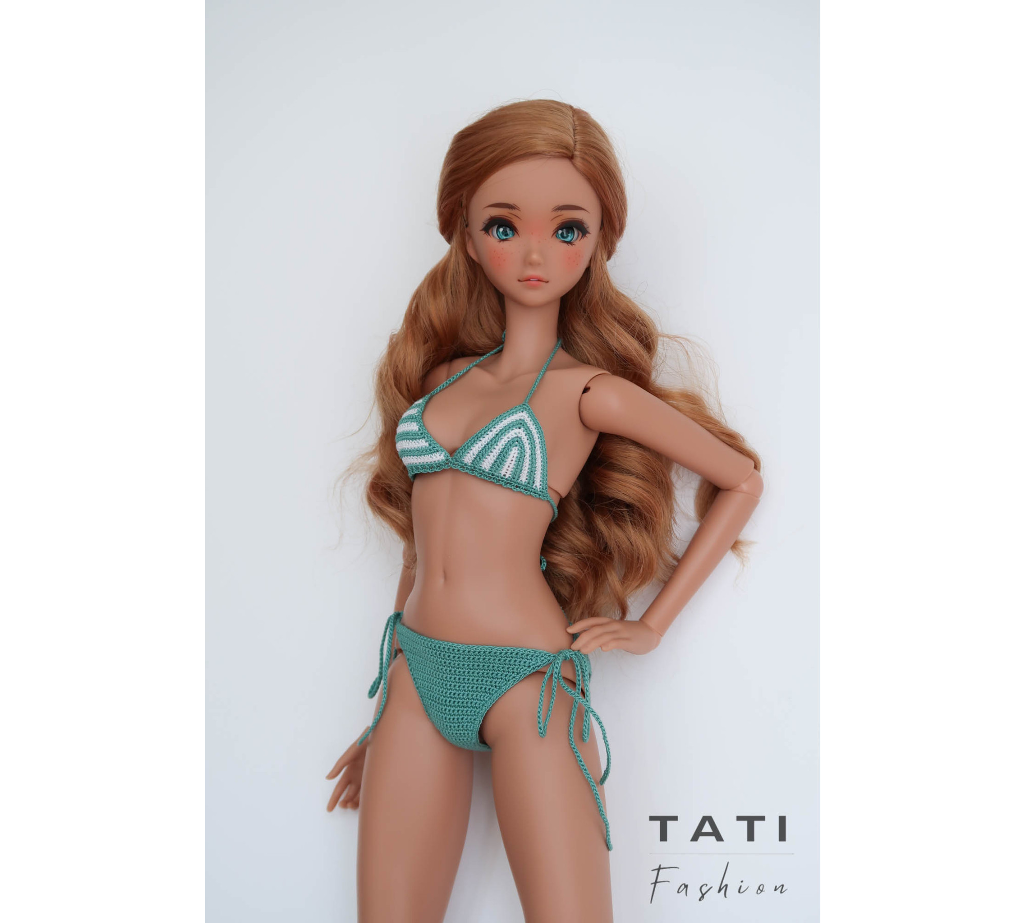 Striped Bikini Swimsuit “Marine Harmony” for Smart Doll