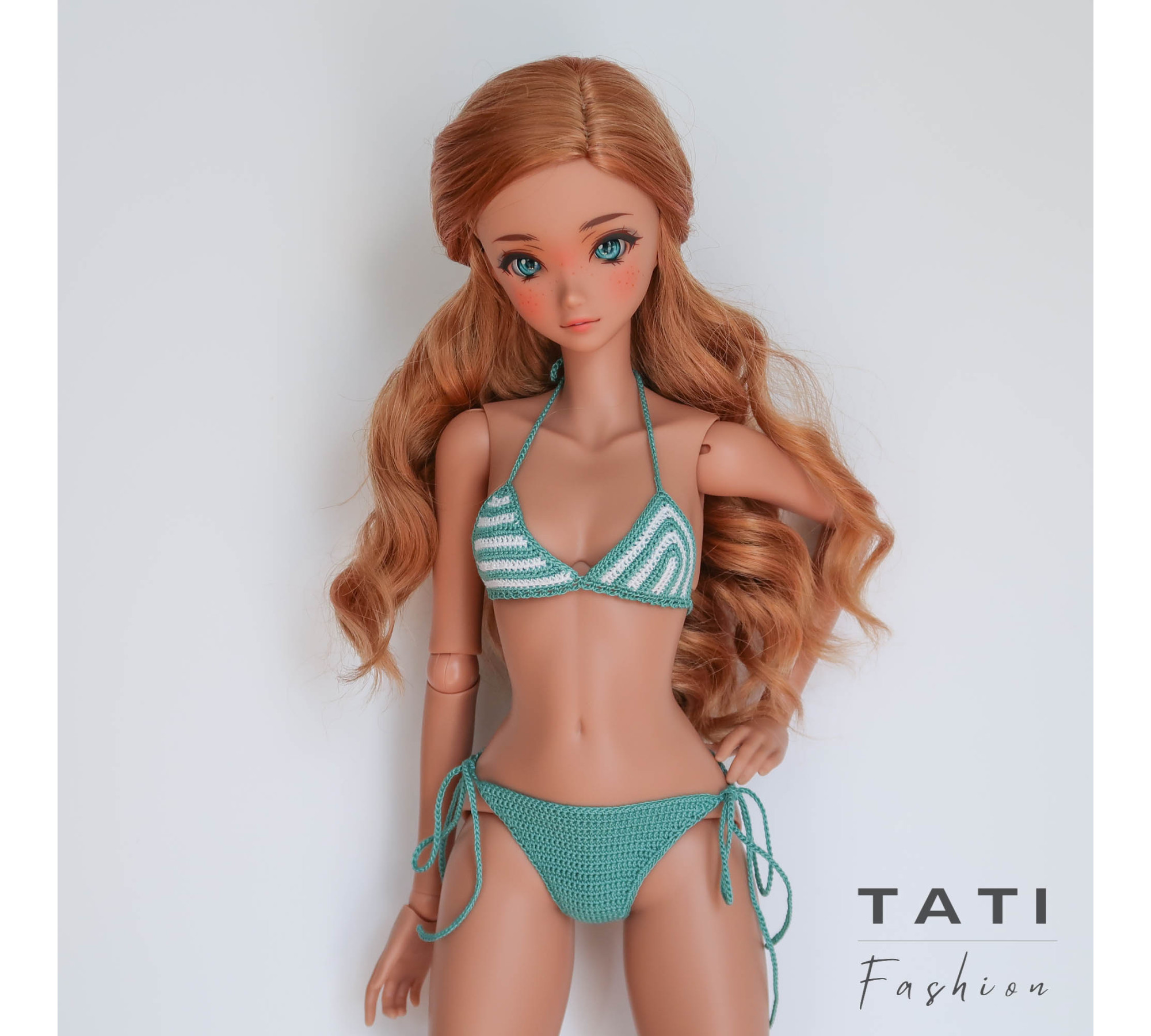 Striped Bikini Swimsuit “Marine Harmony” for Smart Doll