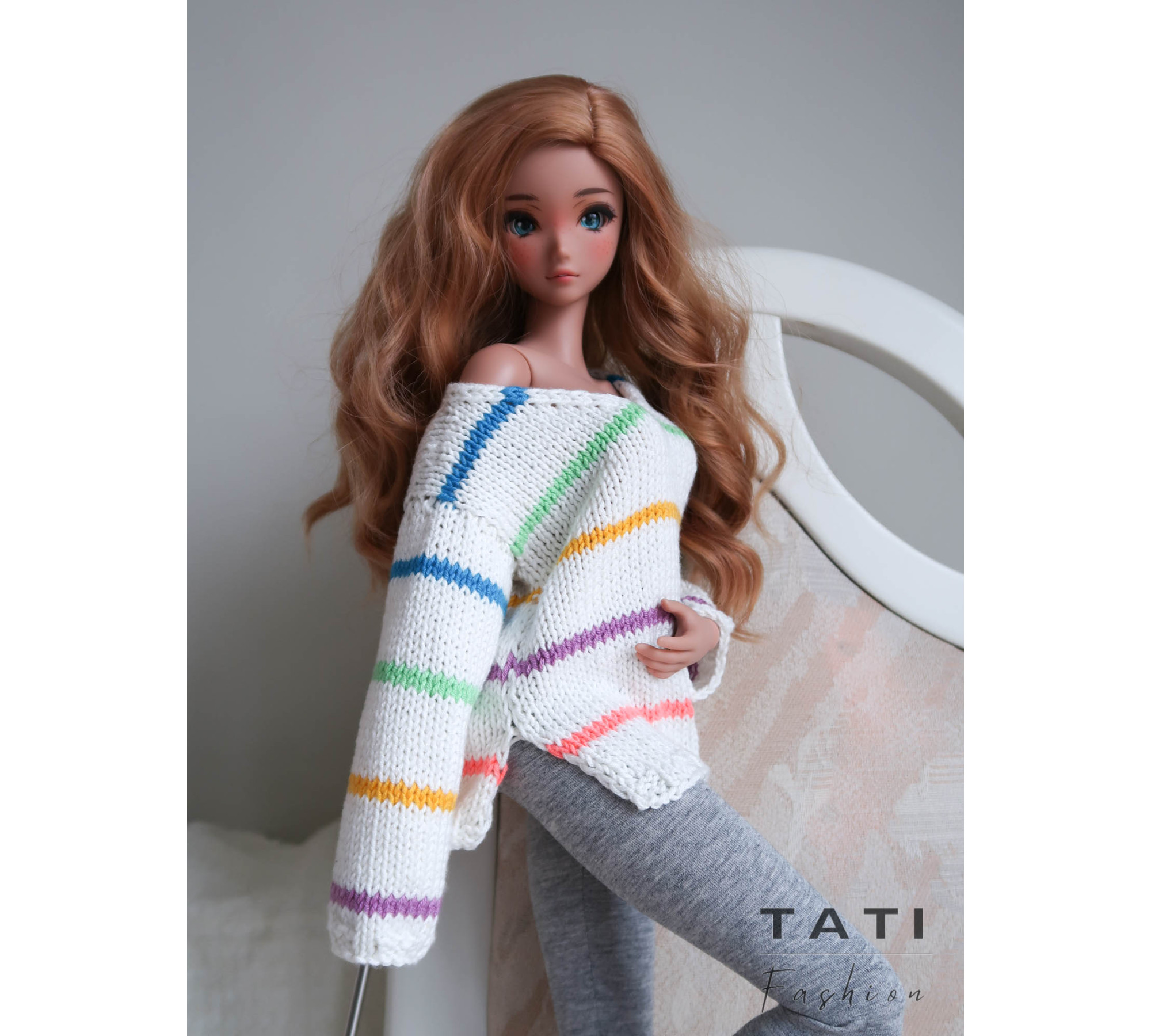 PATTERN: Sweater V-neck With Stripes for Smart Doll