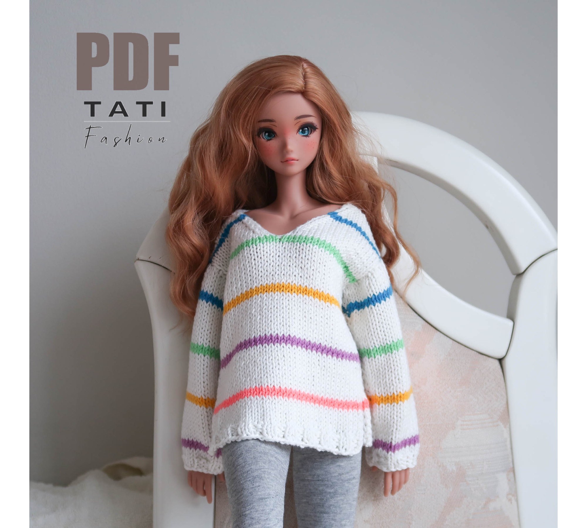 PATTERN: Sweater V-neck With Stripes for Smart Doll