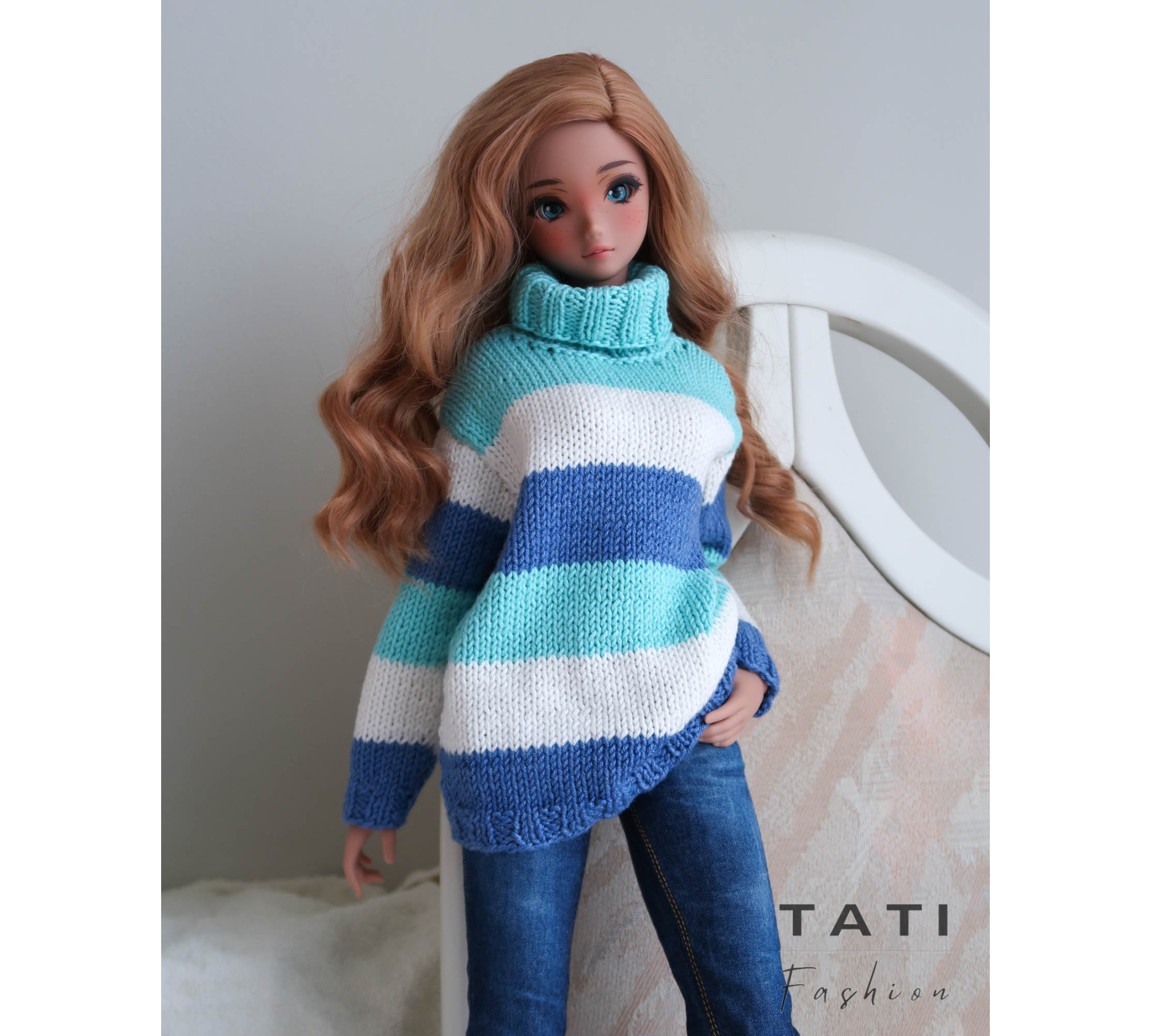 PATTERN: Sweater With Blue Stripes for Smart Doll