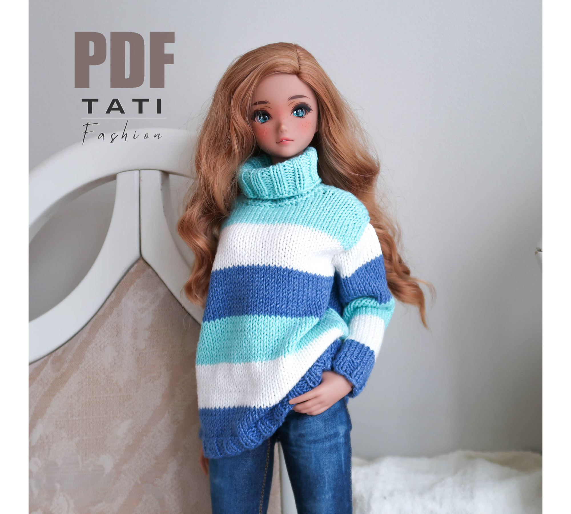 PATTERN: Sweater With Blue Stripes for Smart Doll