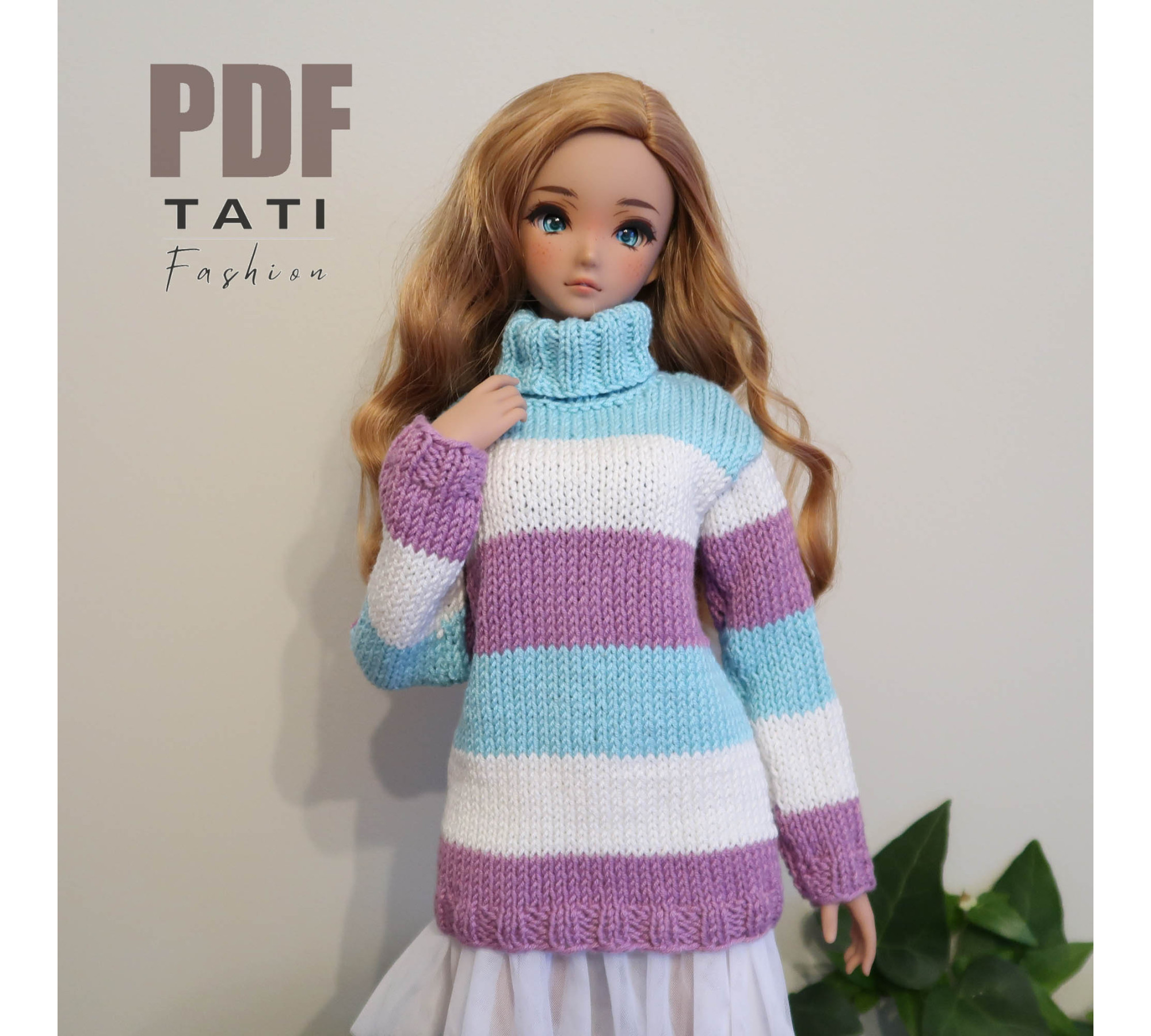 PATTERN: Sweater With Blue Stripes for Smart Doll